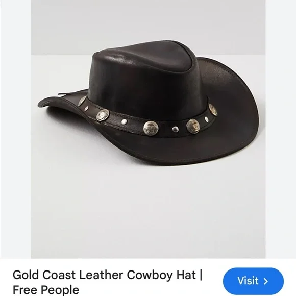 Free People X Understated Leather Gold Coast Hat Cowboy Hat O/S New - Picture 10 of 12